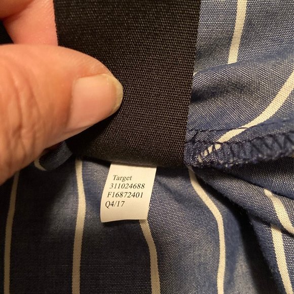 Who What Wear Pinstripe Wrap Around Blouse - Picture 8 of 8